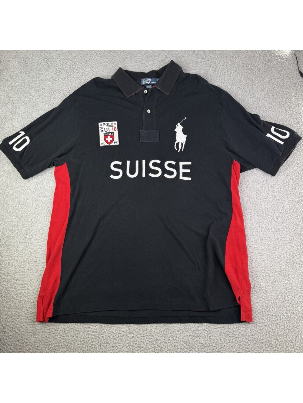 Polo Ralph Lauren Suisse SUI 10 Colorblock Big Pony Polo Embroidered Men’s 2XLT